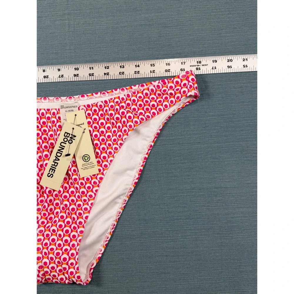 No‎ Boundaries Pink Geometric Bikini Set XL 16-18 Extra Cheeky High Leg NWT